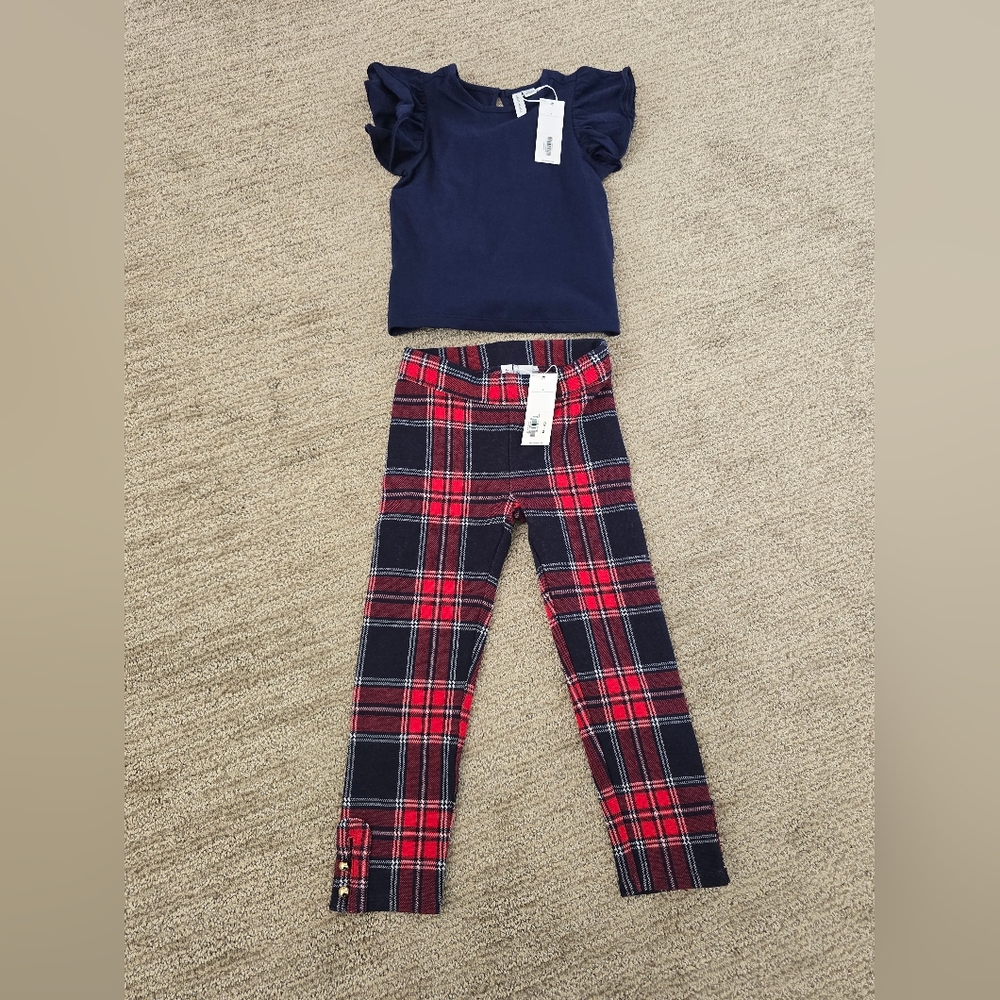 Janie and Jack Navy Ruffle Shoulder Top